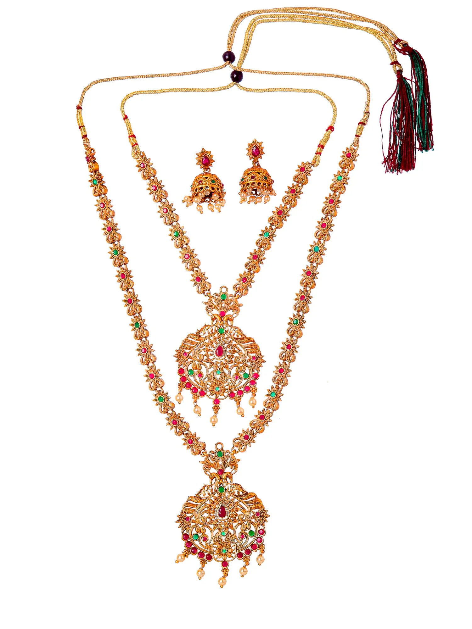 Combo of 2 Traditional Sun Design Gold Plated Handcrafted Temple Necklace Set