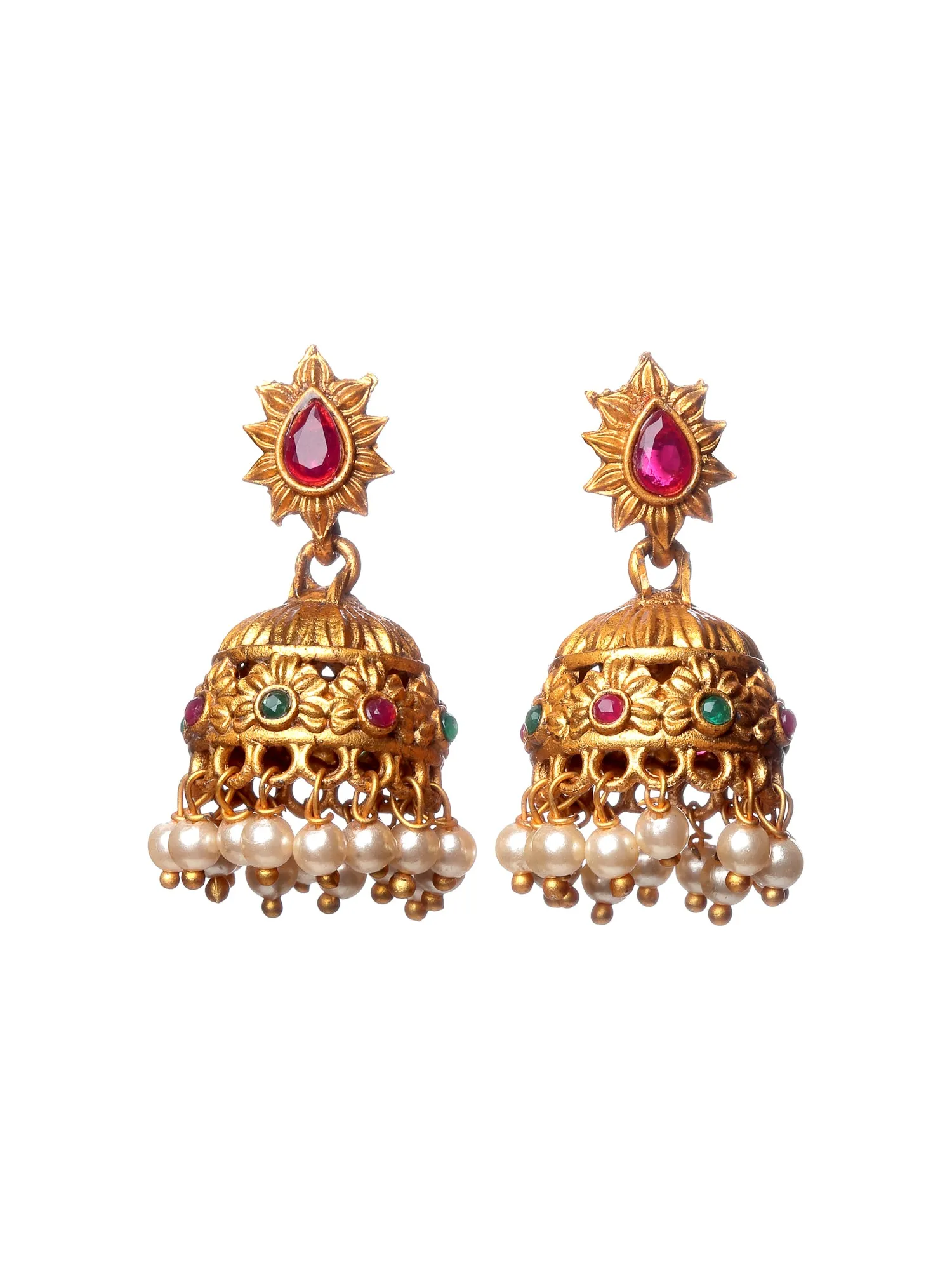 Combo of 2 Traditional Sun Design Gold Plated Handcrafted Temple Necklace Set