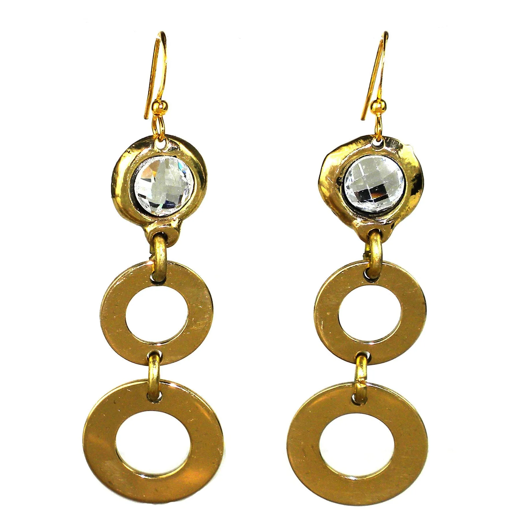 Crystal and Loops Brass Earrings Brass Images