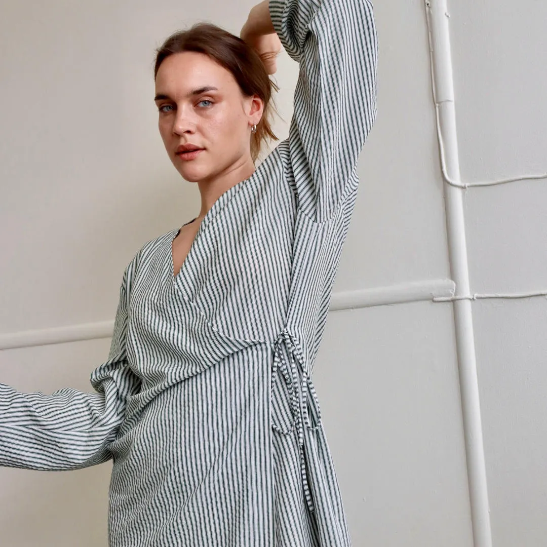 Daydream Dress | Tencel | Forest Green Stripe |ML