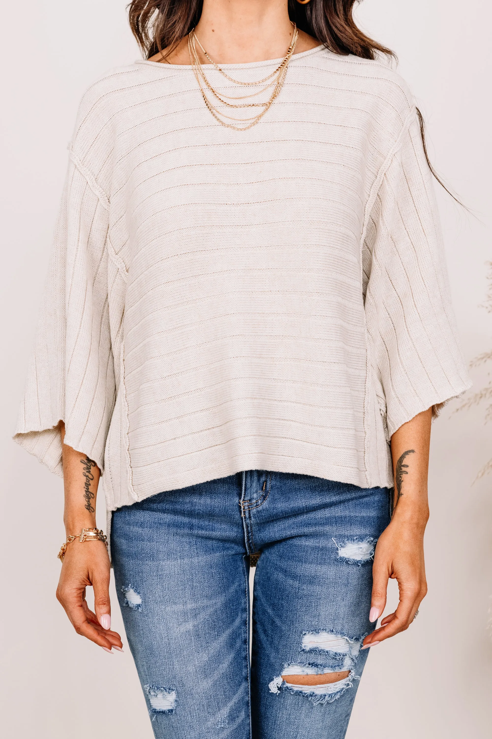 Do Anything For You Ivory White Ribbed Sweater