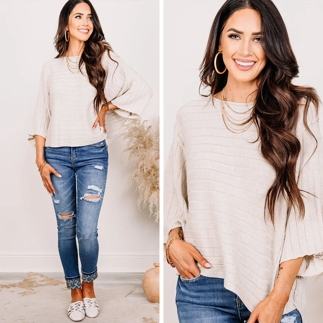 Do Anything For You Ivory White Ribbed Sweater