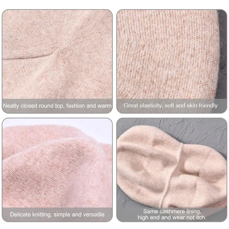 Elegant Cashmere Blend Beret - Trendy Winter Hat for Fashion-Forward Women
