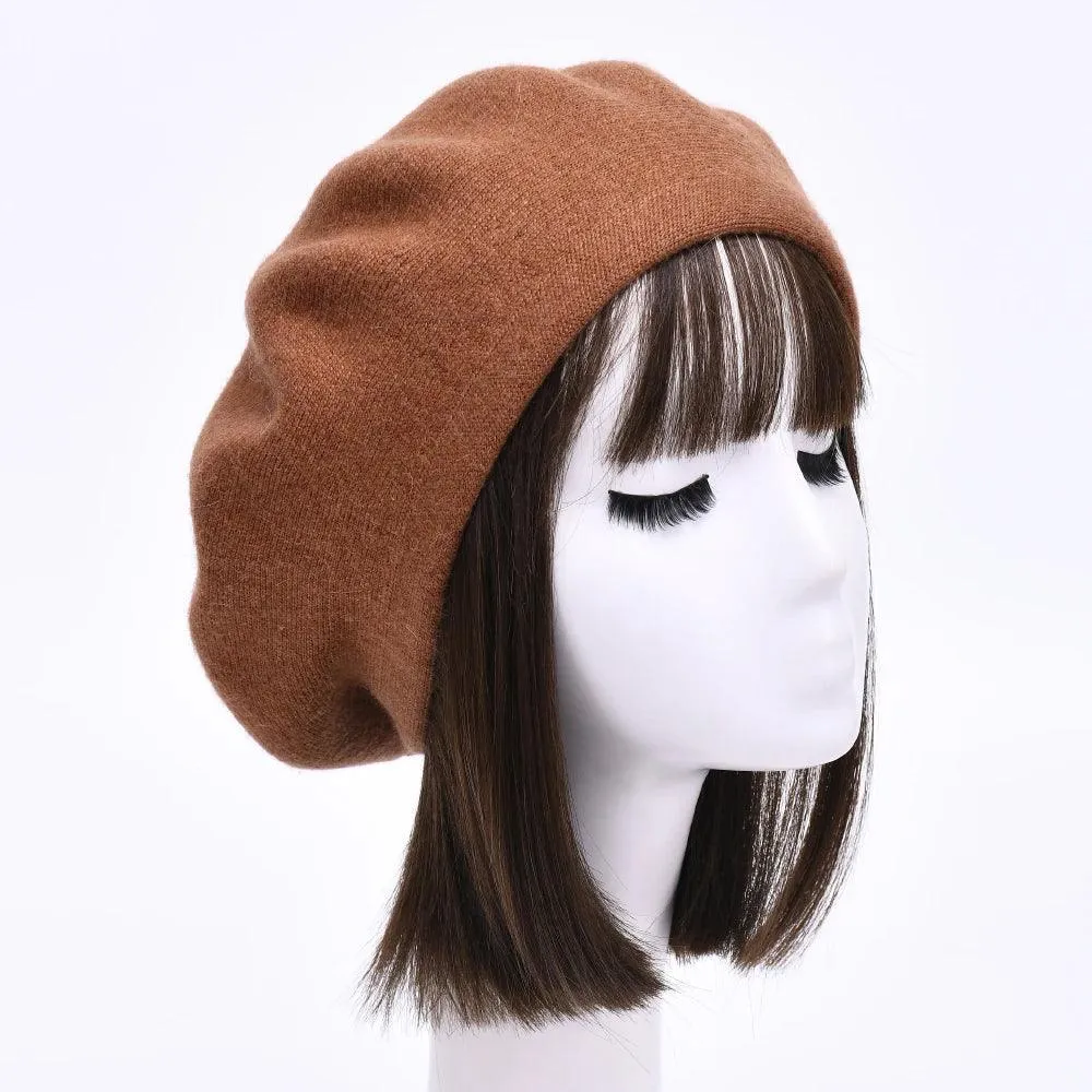 Elegant Cashmere Blend Beret - Trendy Winter Hat for Fashion-Forward Women
