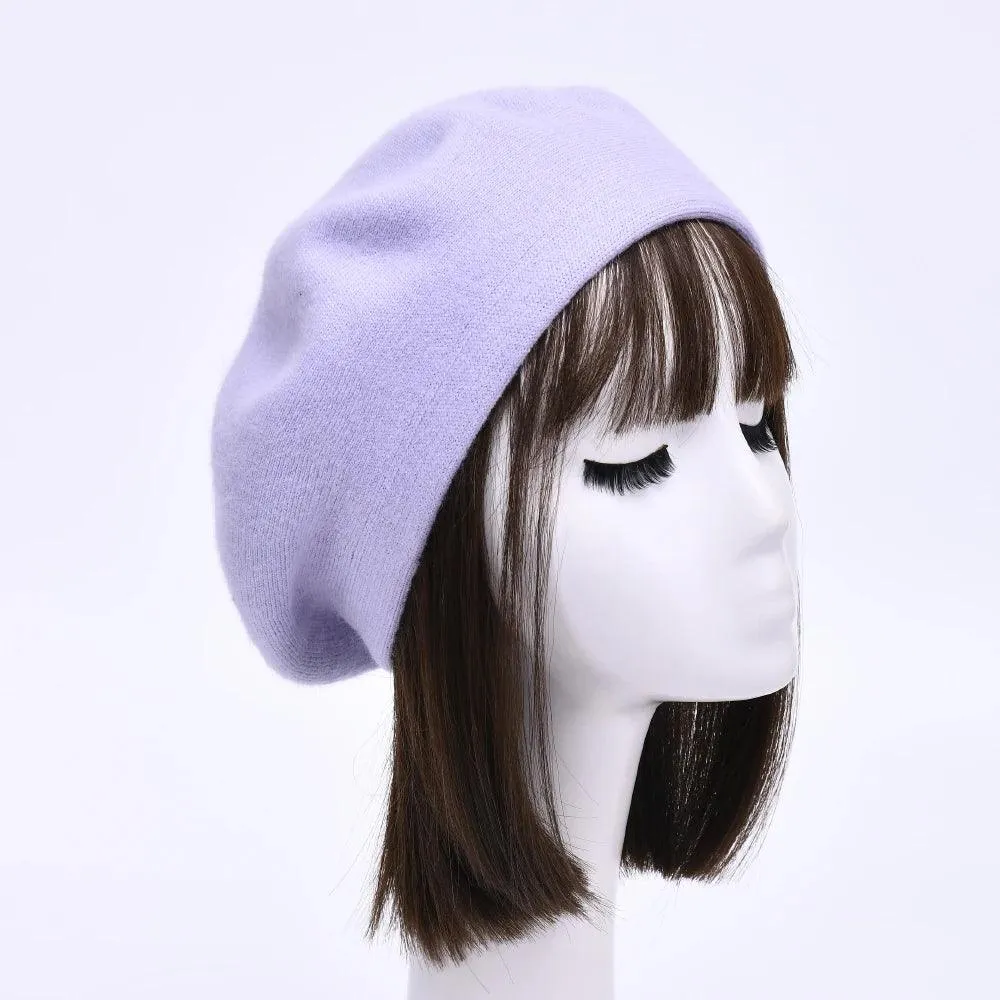 Elegant Cashmere Blend Beret - Trendy Winter Hat for Fashion-Forward Women