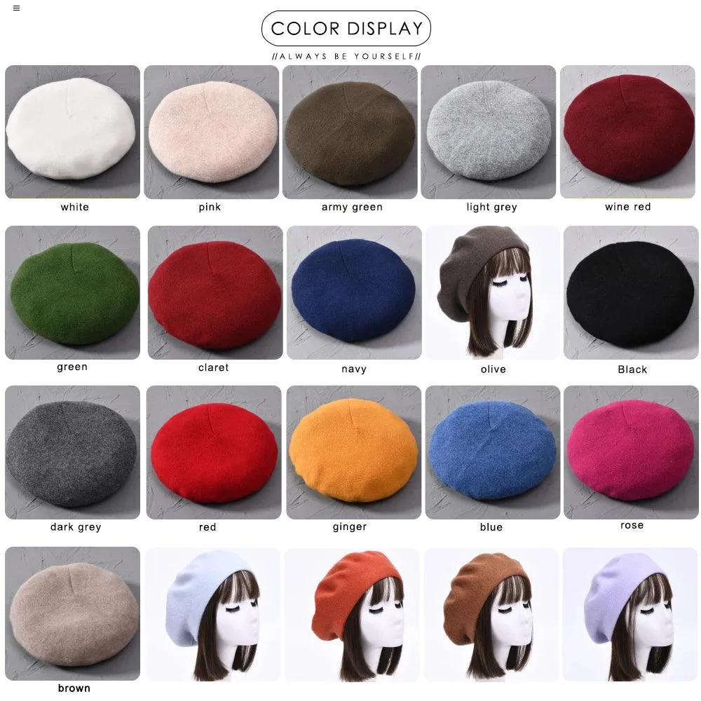 Elegant Cashmere Blend Beret - Trendy Winter Hat for Fashion-Forward Women