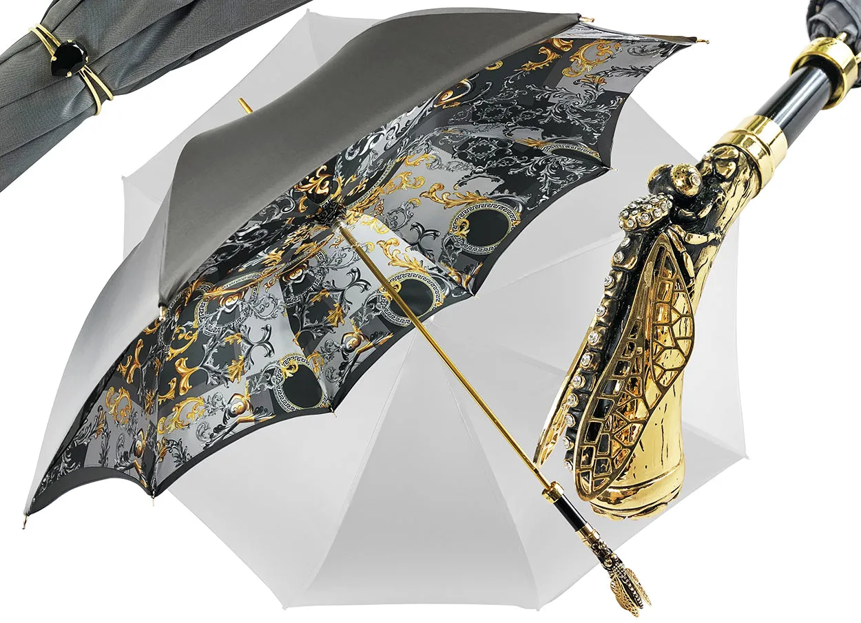 Elegant handcrafted umbrella with dragonfly