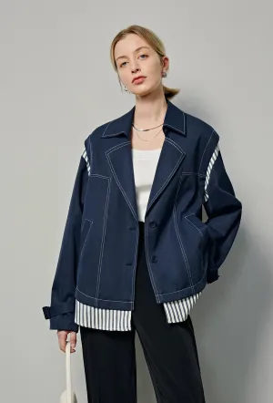 Elegant Turn-Down Trench Coat