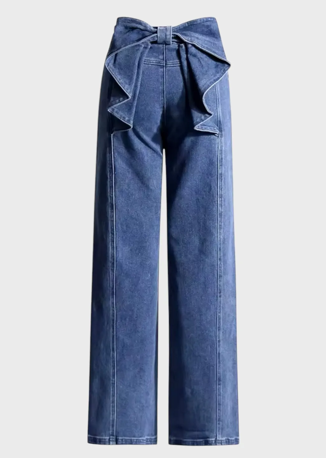 Erma Bow Decor Straight Jeans