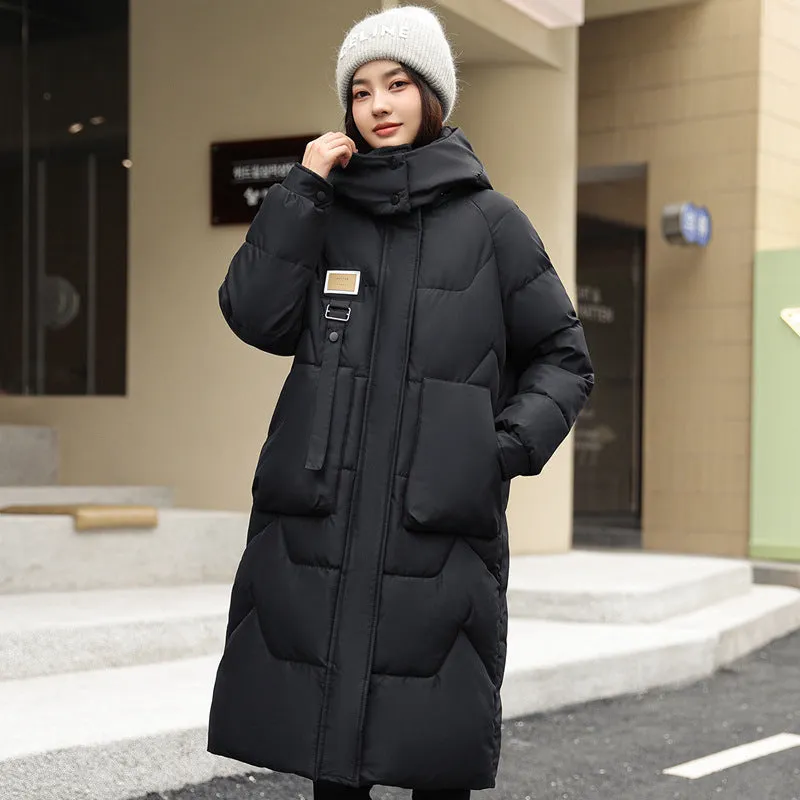 European Station 2025 Winter New Detachable Hat Padded-on Women's Medium and Long Over-Knee Thickened Down Padded Women's Jacket