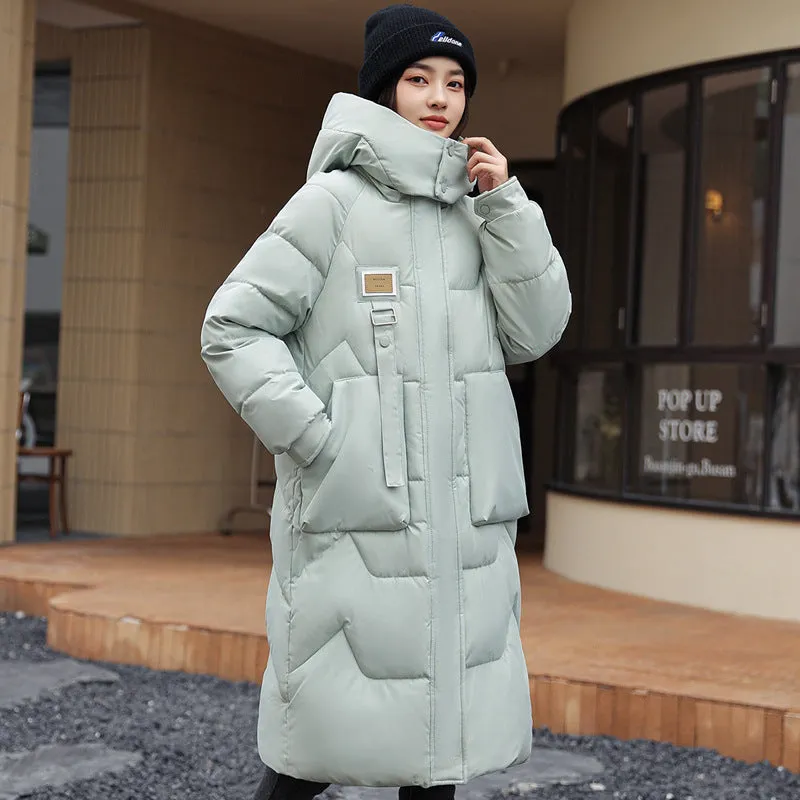 European Station 2025 Winter New Detachable Hat Padded-on Women's Medium and Long Over-Knee Thickened Down Padded Women's Jacket