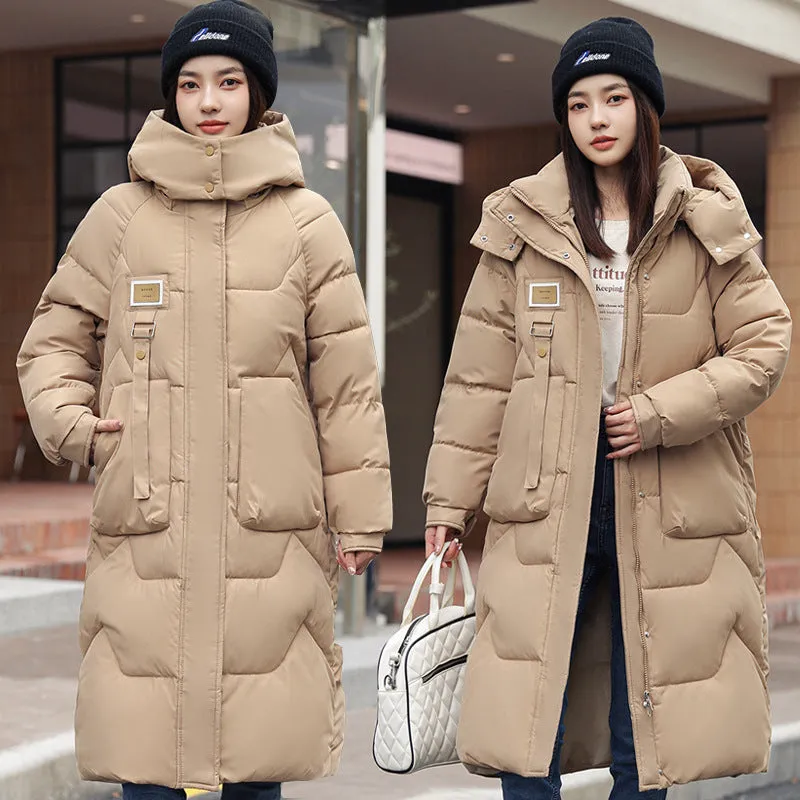European Station 2025 Winter New Detachable Hat Padded-on Women's Medium and Long Over-Knee Thickened Down Padded Women's Jacket