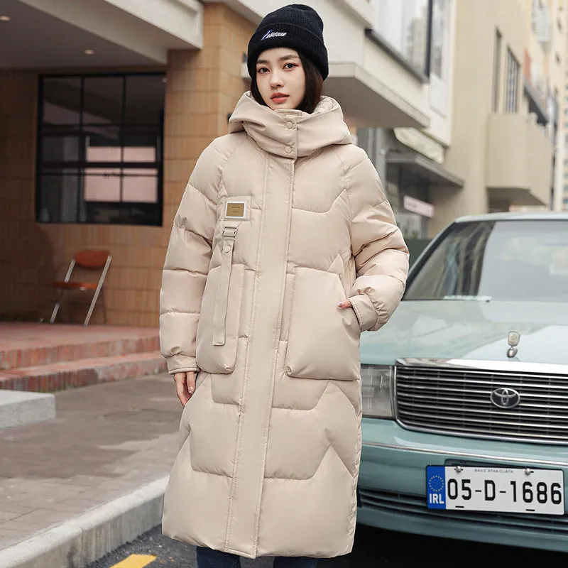European Station 2025 Winter New Detachable Hat Padded-on Women's Medium and Long Over-Knee Thickened Down Padded Women's Jacket