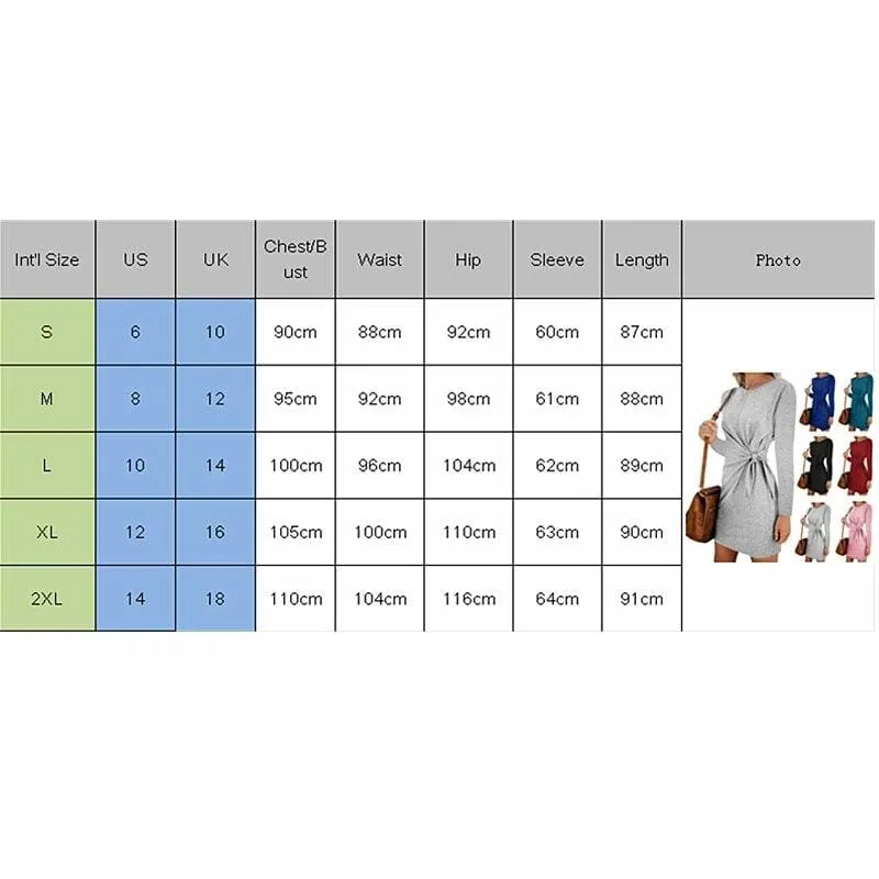 FashionSierra - New Fashion Women's Casual Sweatshirt Long Sleeve Crew Neck Lace-Up Autumn Winter Dress Elegant Ladies Bodycon T-Shirt Dress