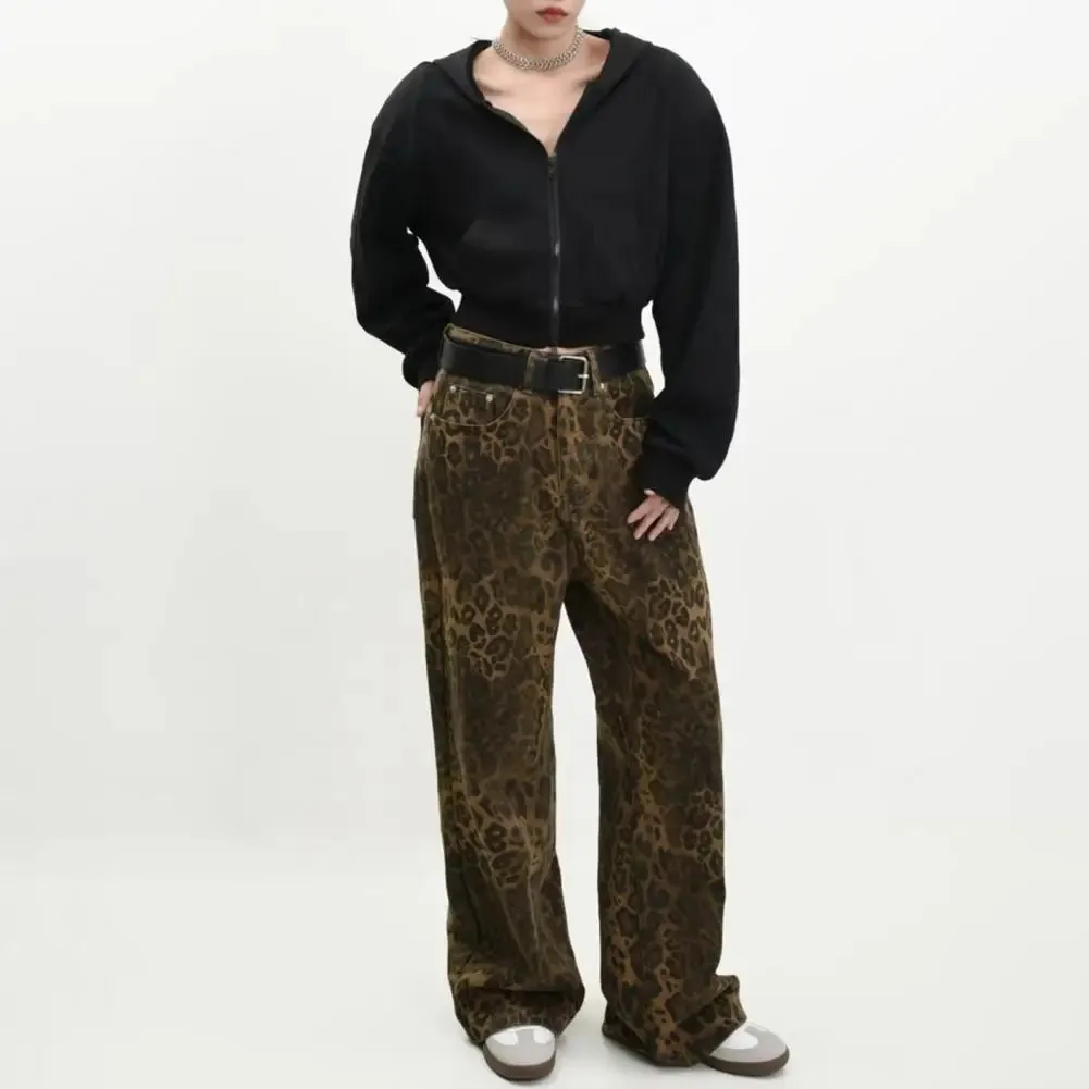 FashionSierra - Straight Denim High Waist Loose Wide Leg Streetwear All-Match Casual Trouser