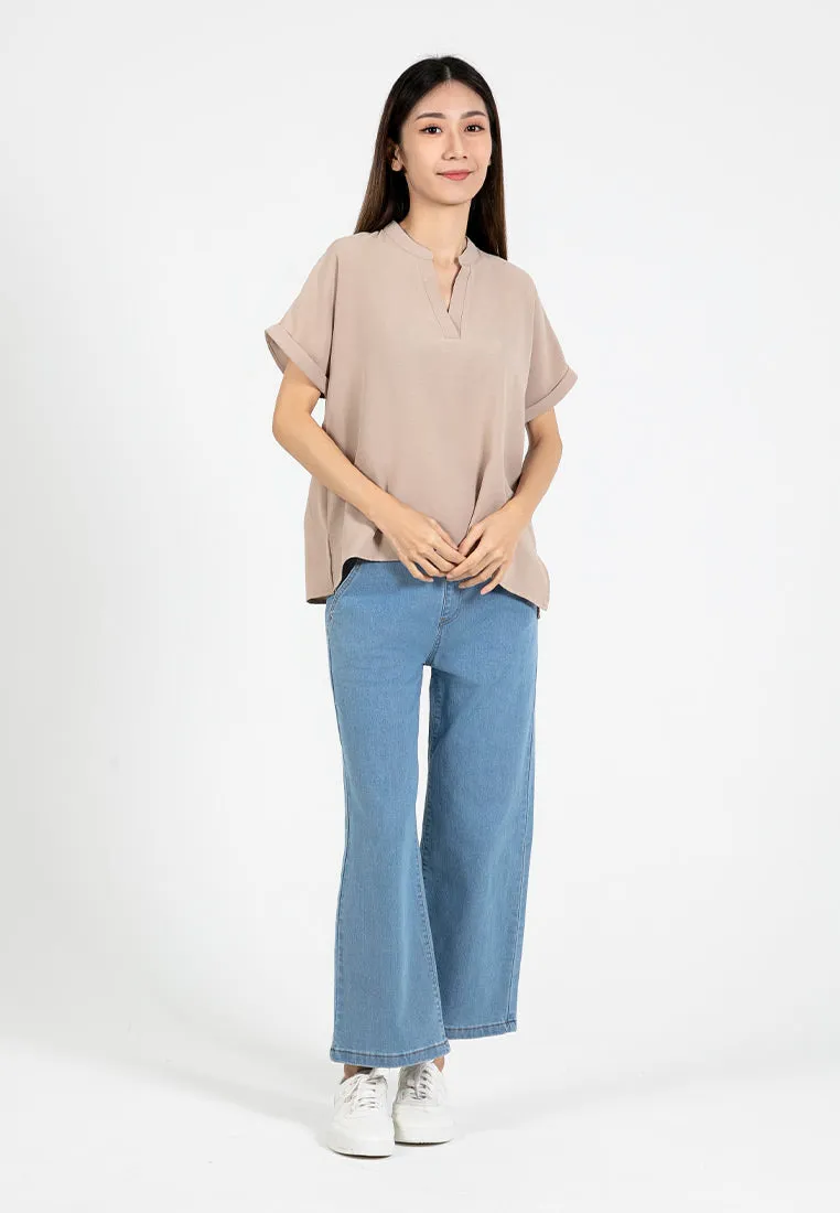Forest Ladies Elastic Waist Stretchable Cropped Jeans Women Denim Long Pants | Seluar Jeans Perempuan - 810496