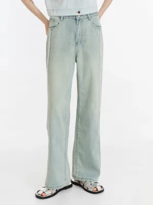 Fray Panelled Wide Leg Jeans