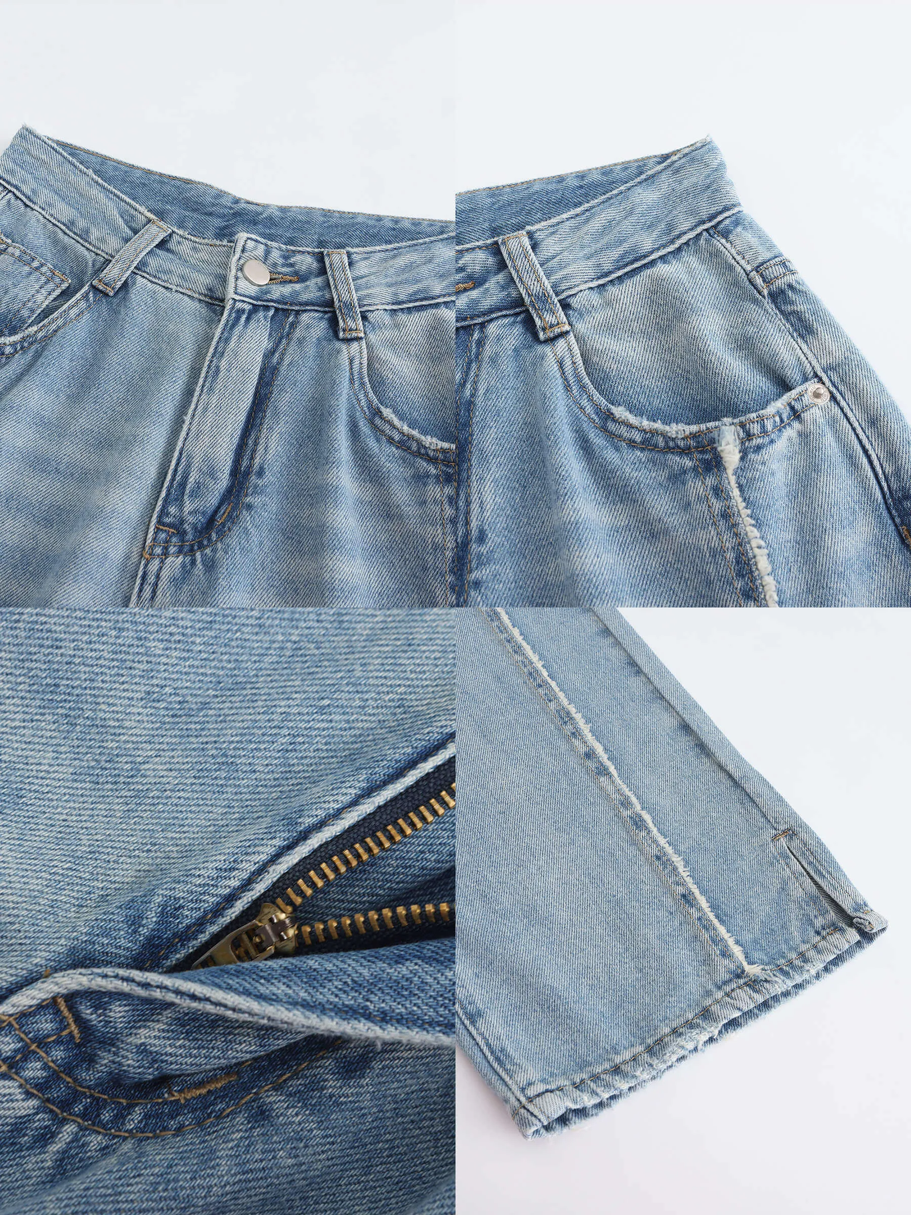 Fray Panelled Wide Leg Jeans