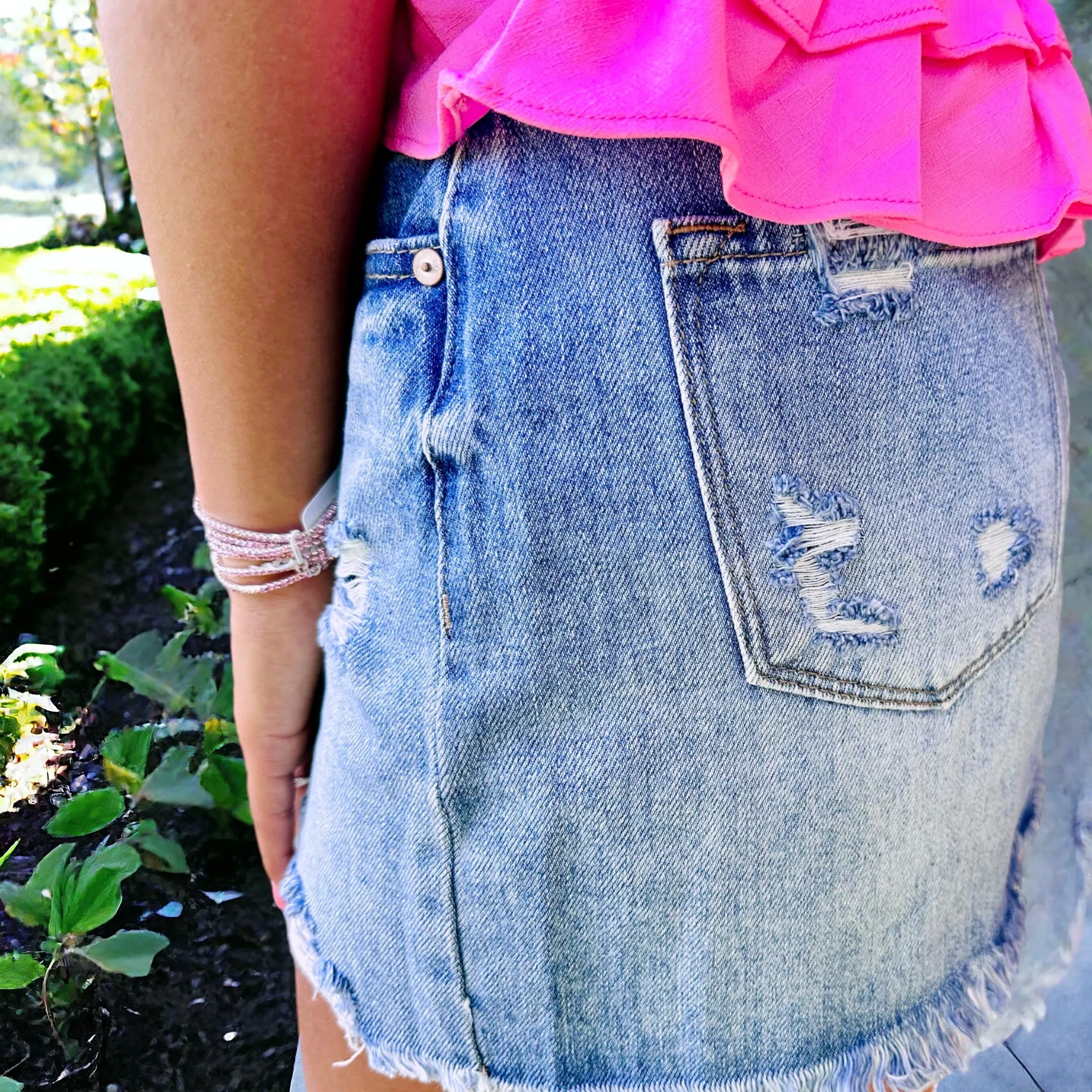 Frayed Denim Mini Skirt