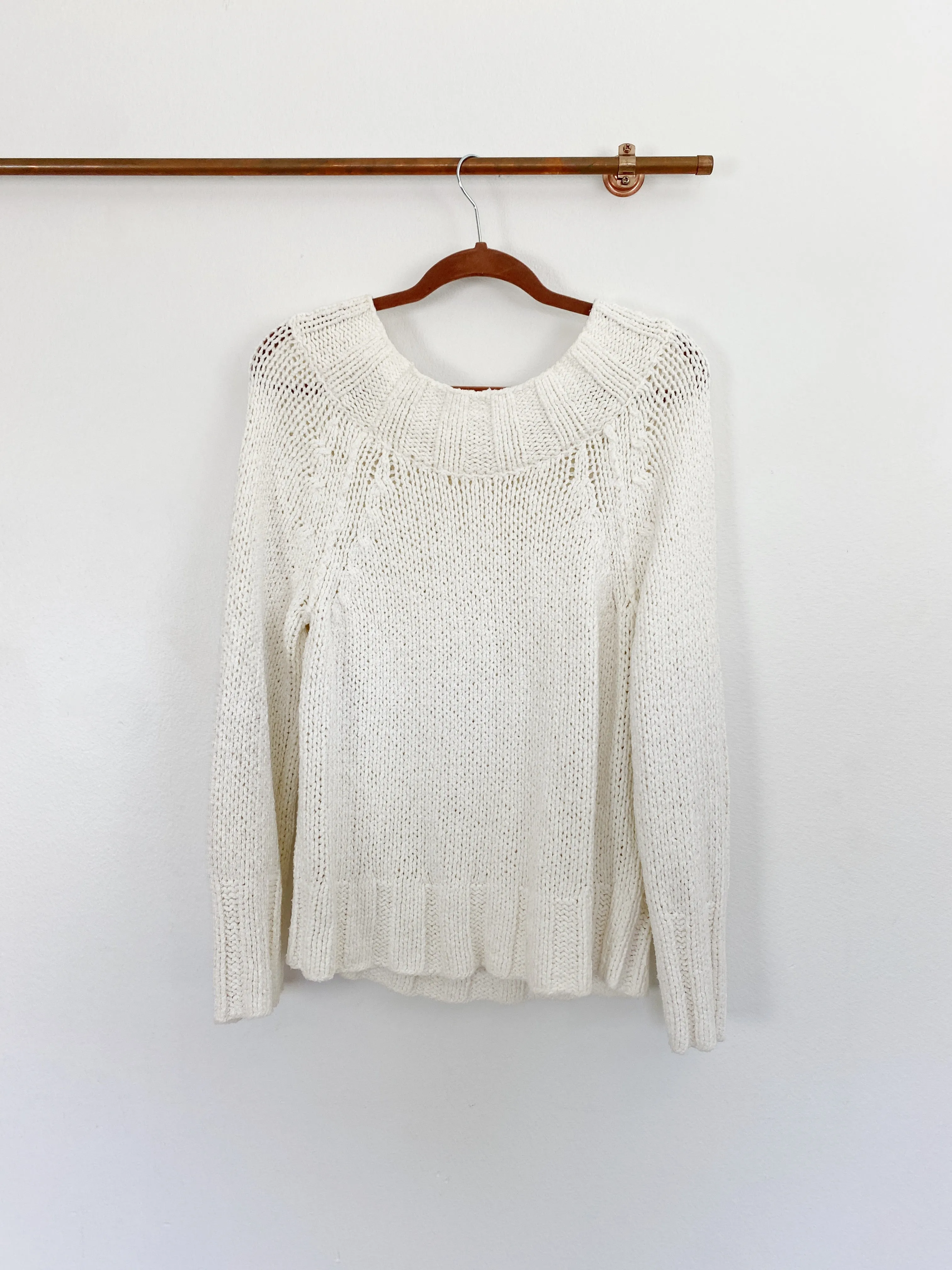 Free People Beachy Slouch Sweater in Ivory Large