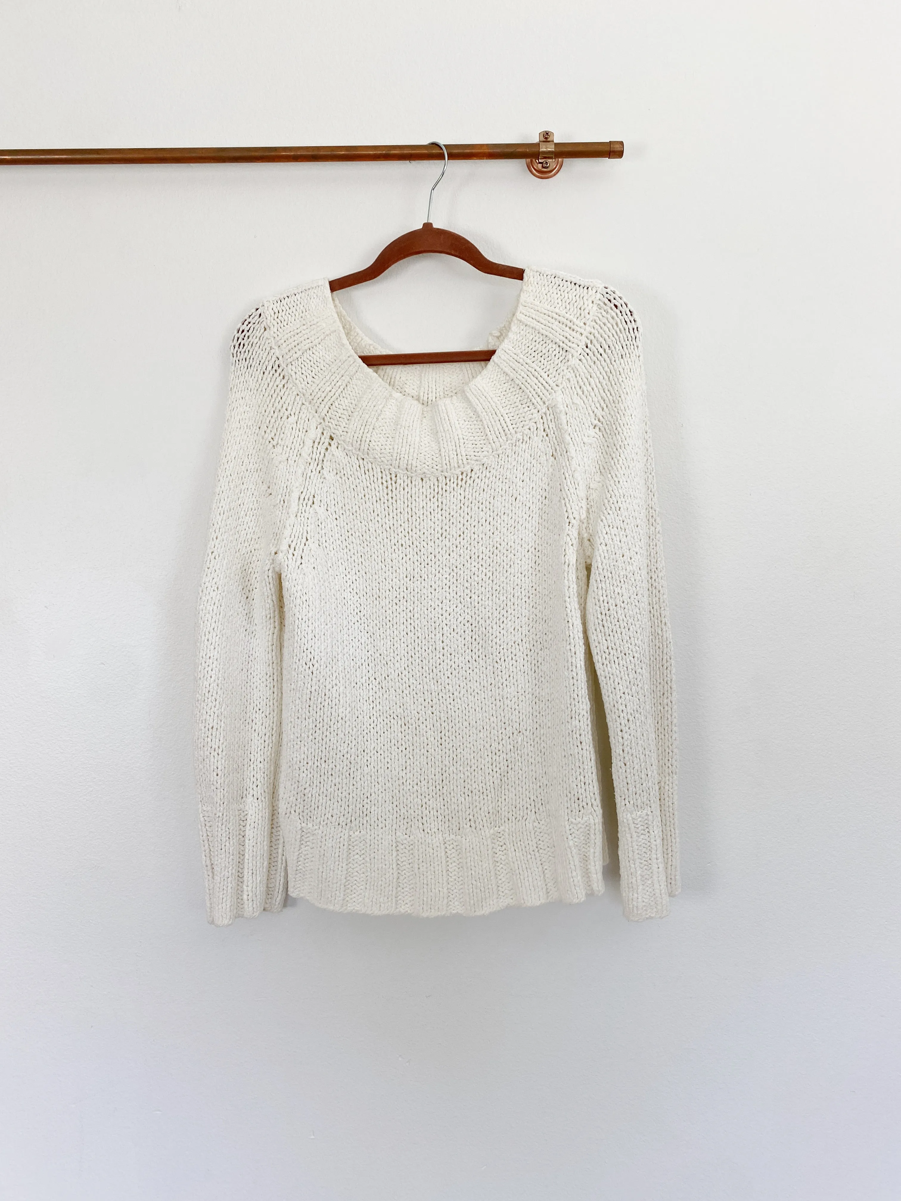 Free People Beachy Slouch Sweater in Ivory Large
