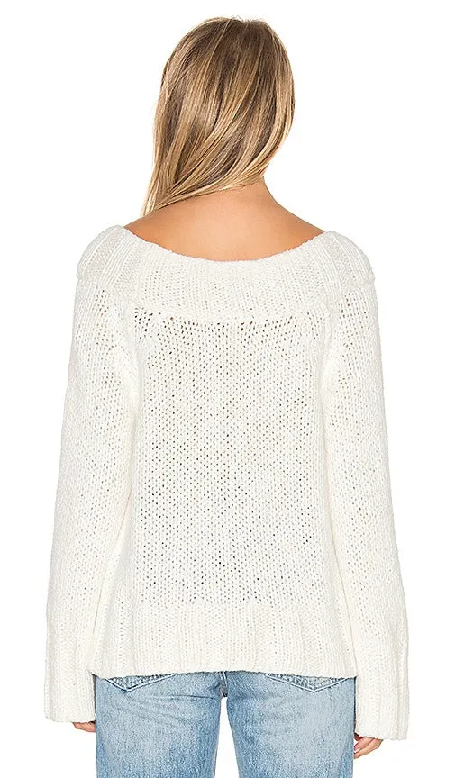 Free People Beachy Slouch Sweater in Ivory Large