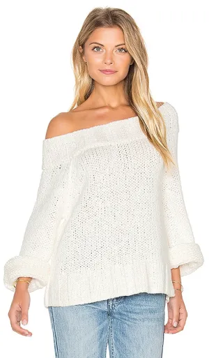 Free People Beachy Slouch Sweater in Ivory Large