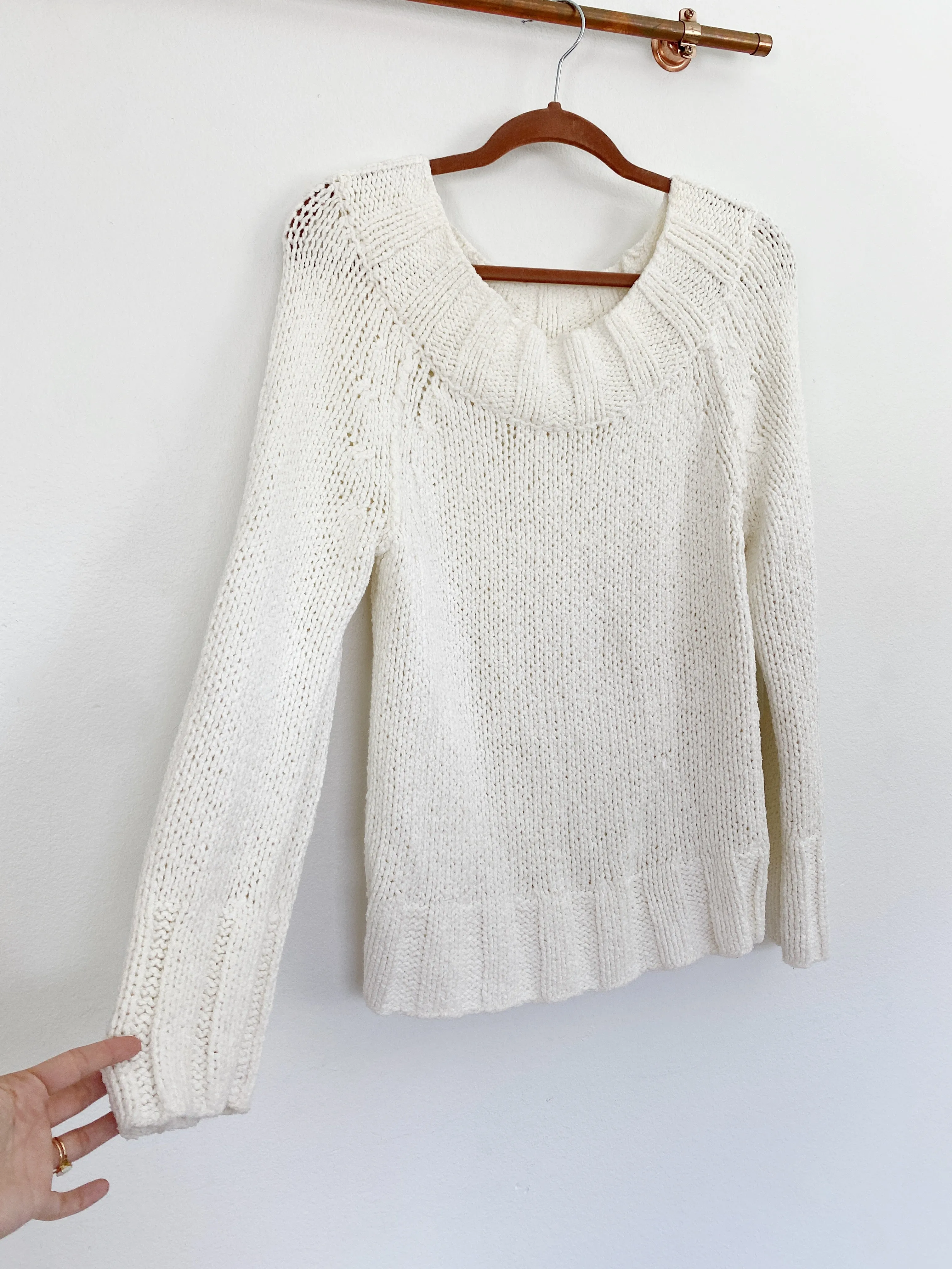 Free People Beachy Slouch Sweater in Ivory Large