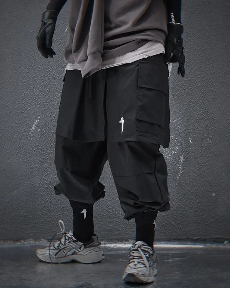 Functional Fake Two-Piece Skirt Hem Cargo Pants