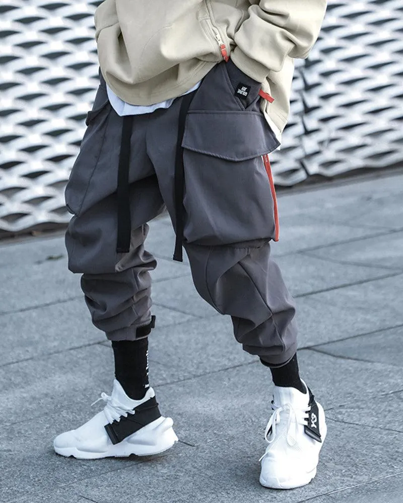 Futuristic Drawstring Techwear Cargo Pants