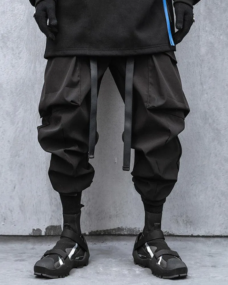 Futuristic Drawstring Techwear Cargo Pants