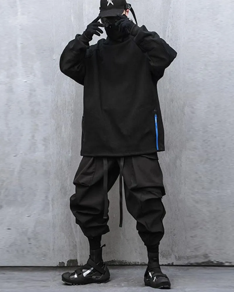 Futuristic Drawstring Techwear Cargo Pants
