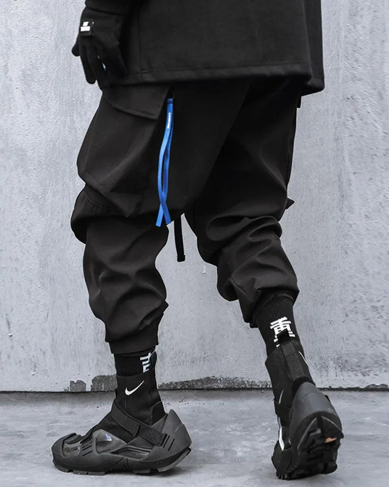 Futuristic Drawstring Techwear Cargo Pants