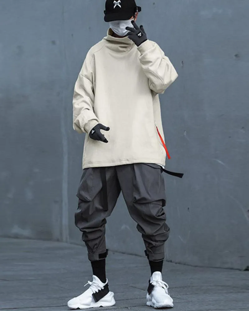 Futuristic Drawstring Techwear Cargo Pants