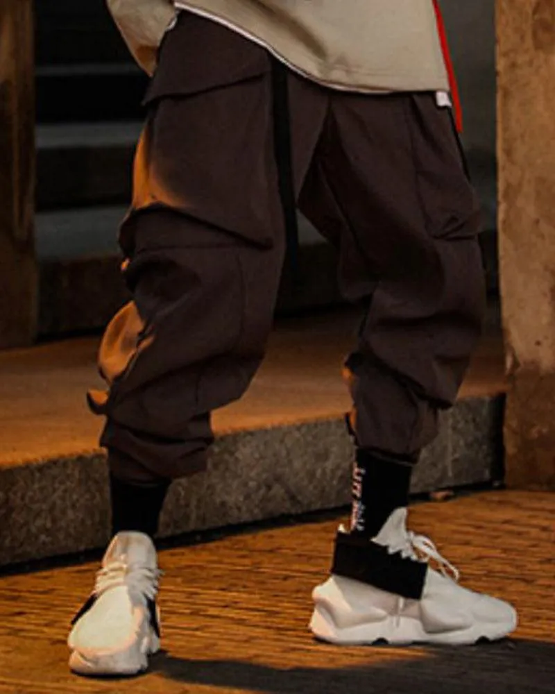 Futuristic Drawstring Techwear Cargo Pants