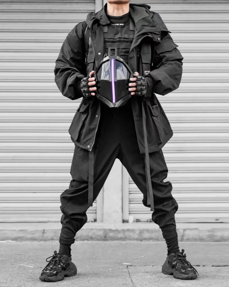 Futuristic Drawstring Techwear Cargo Pants