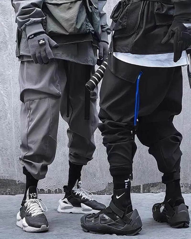 Futuristic Drawstring Techwear Cargo Pants