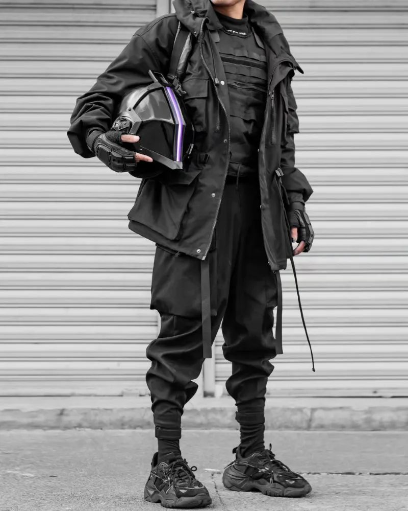 Futuristic Drawstring Techwear Cargo Pants