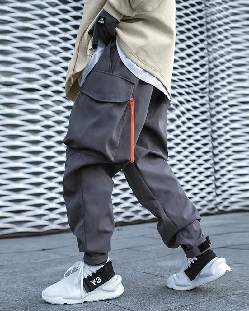 Futuristic Drawstring Techwear Cargo Pants
