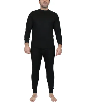 Galaxy By Harvic Mens Thermal 2 Piece Shirt Pants Set Medium Black