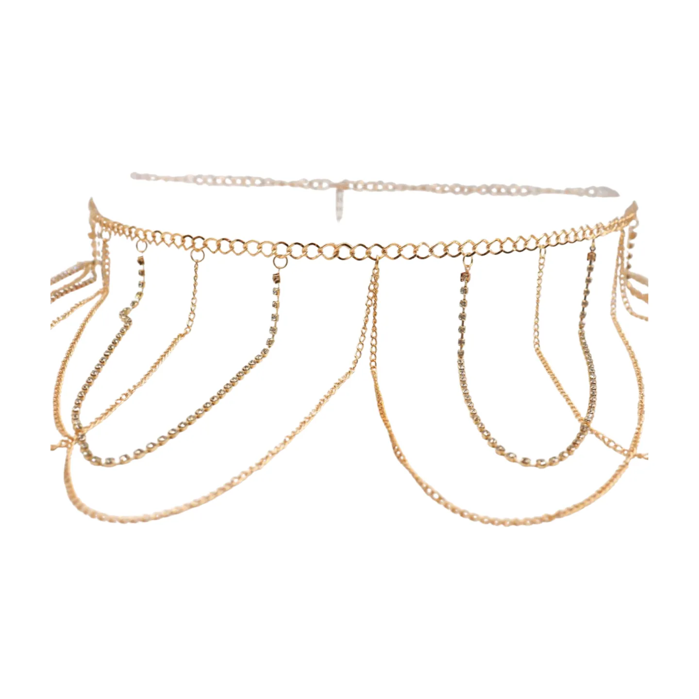 Gold Metal Chain Waves Belt Silver Bling S M