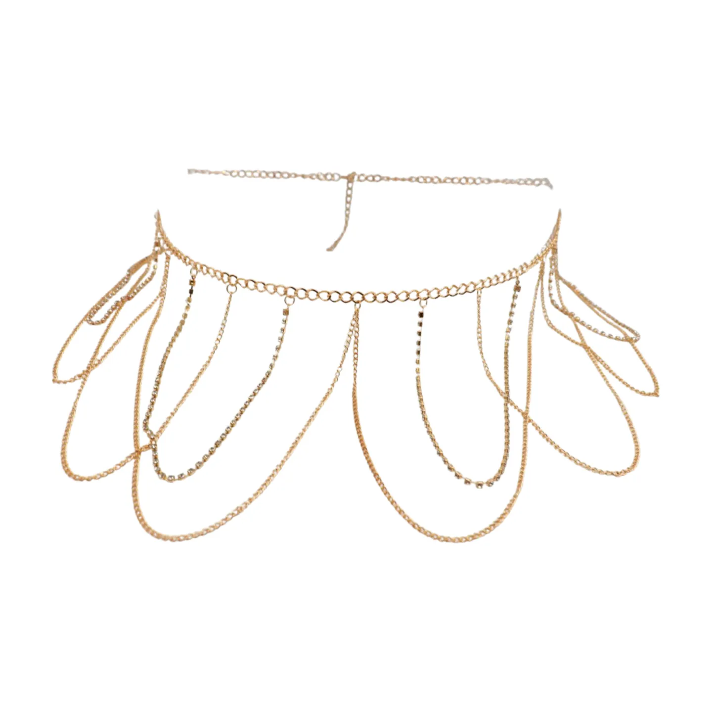 Gold Metal Chain Waves Belt Silver Bling S M