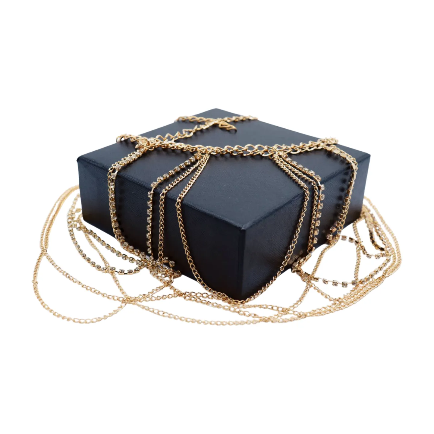 Gold Metal Chain Waves Belt Silver Bling S M
