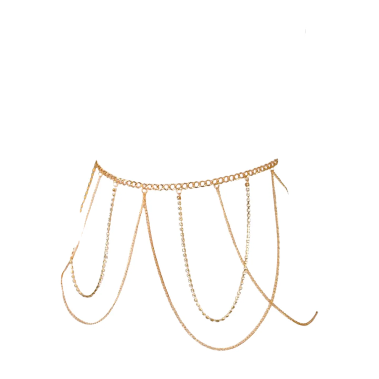 Gold Metal Chain Waves Belt Silver Bling S M