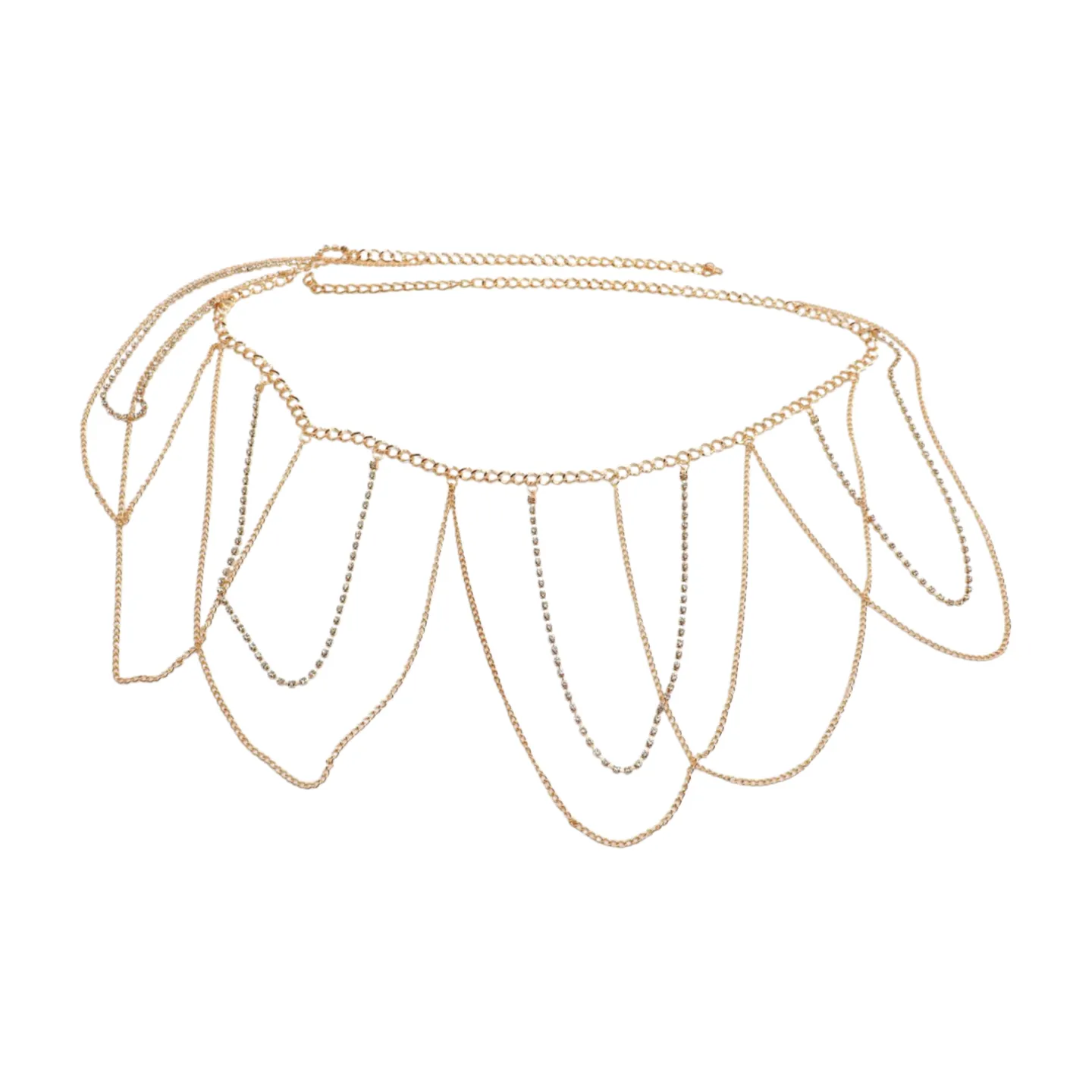 Gold Metal Chain Waves Belt Silver Bling S M