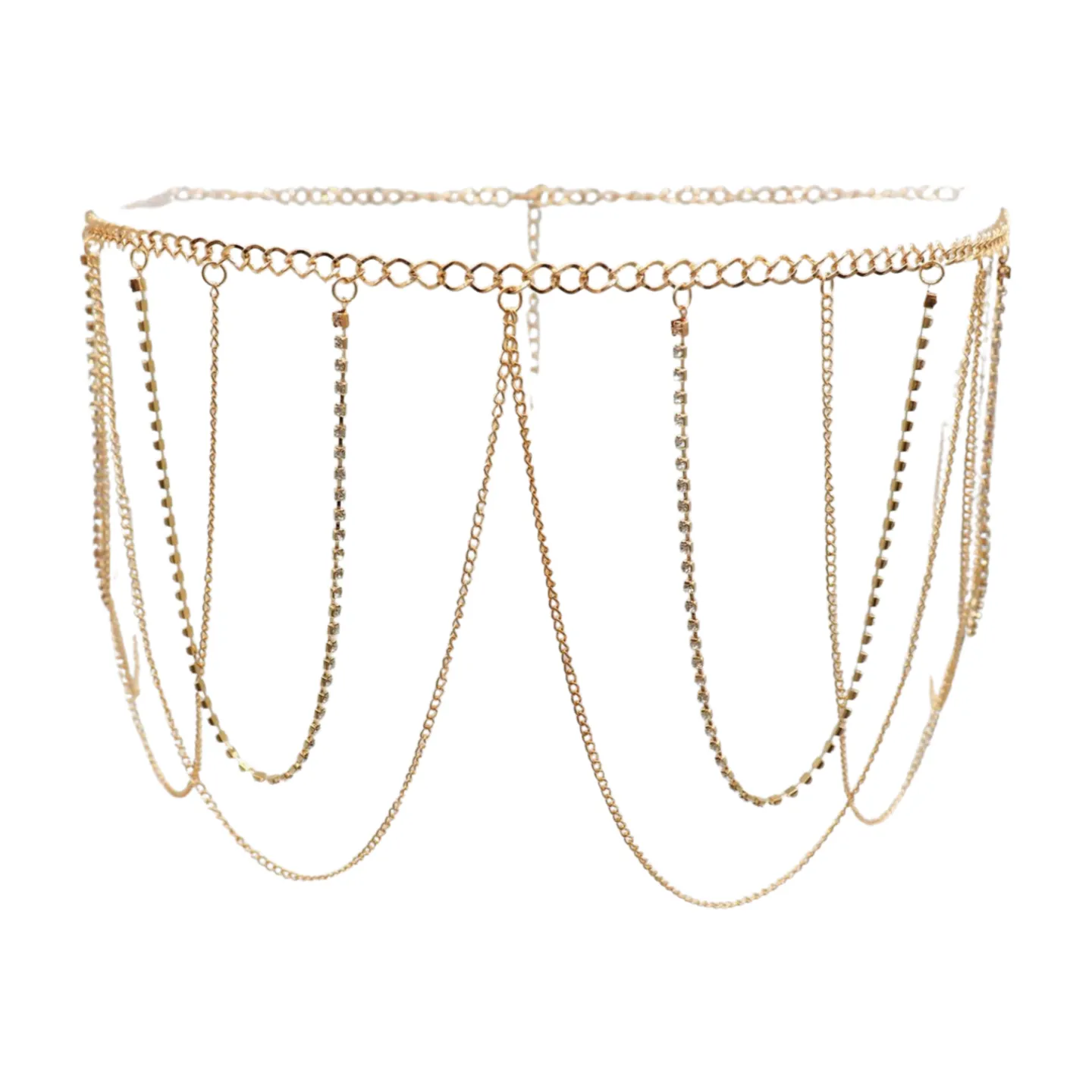 Gold Metal Chain Waves Belt Silver Bling S M