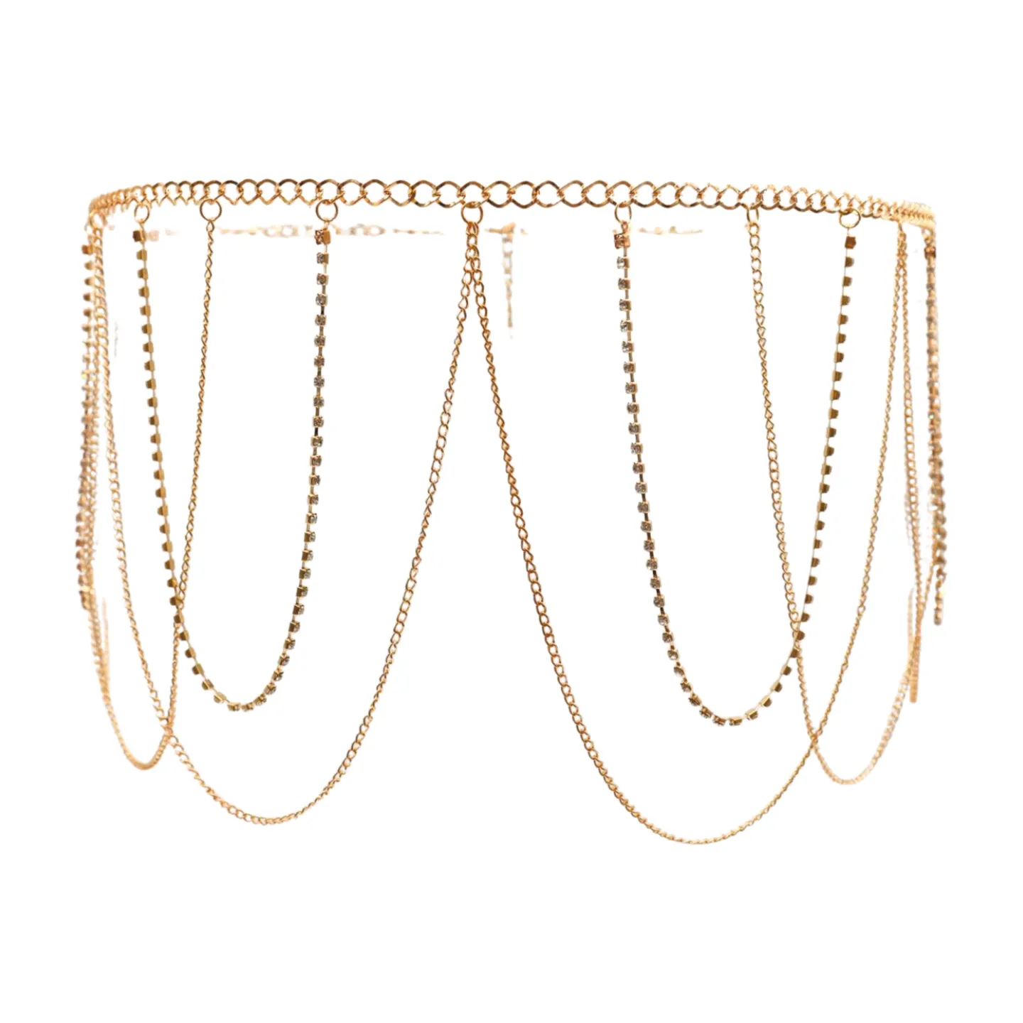 Gold Metal Chain Waves Belt Silver Bling S M