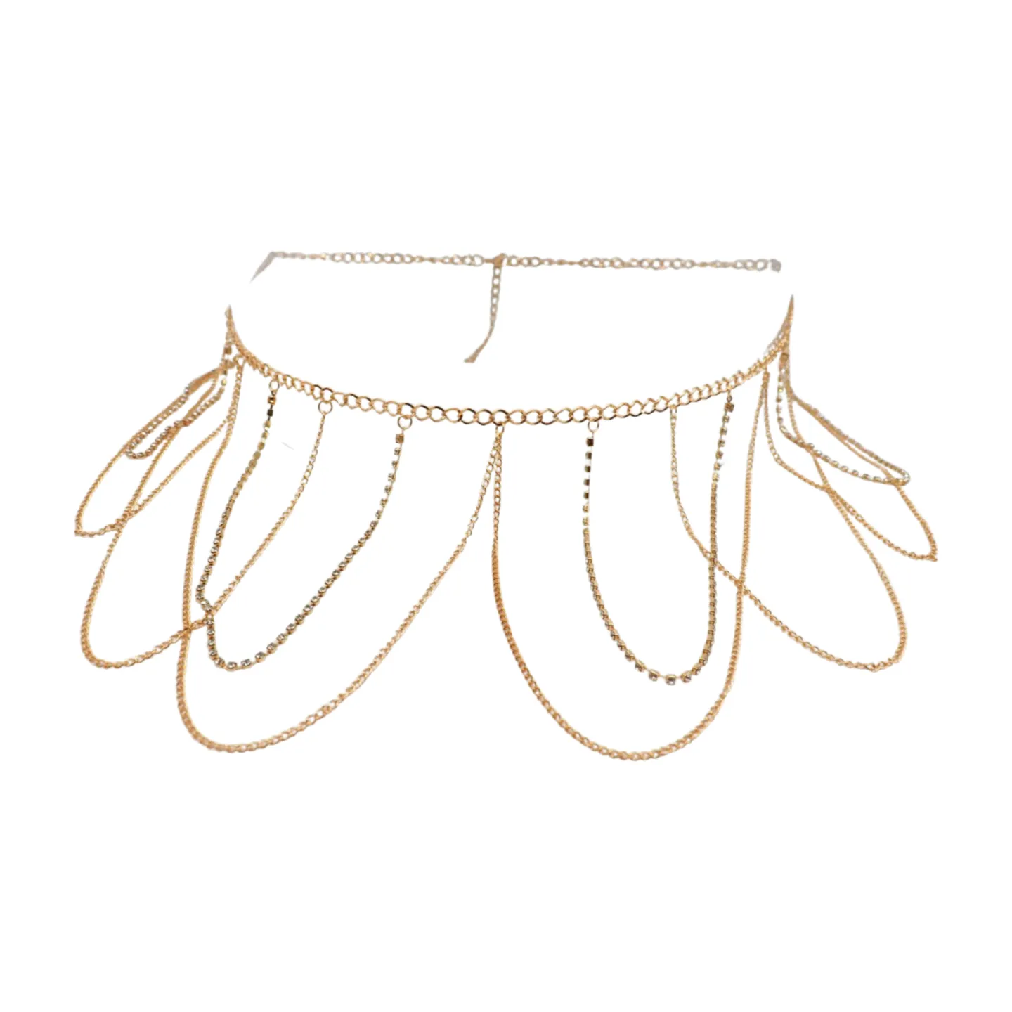 Gold Metal Chain Waves Belt Silver Bling S M