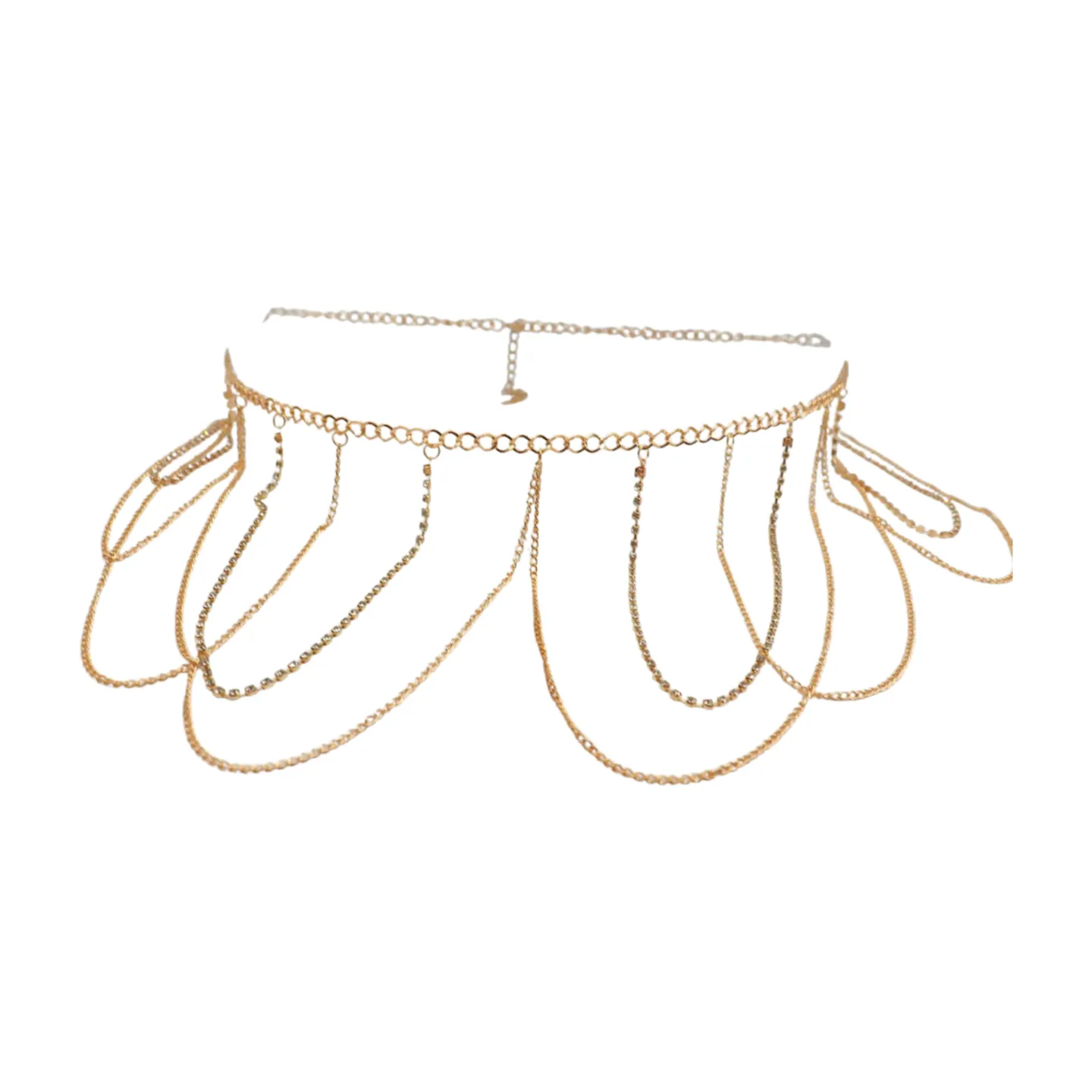 Gold Metal Chain Waves Belt Silver Bling S M