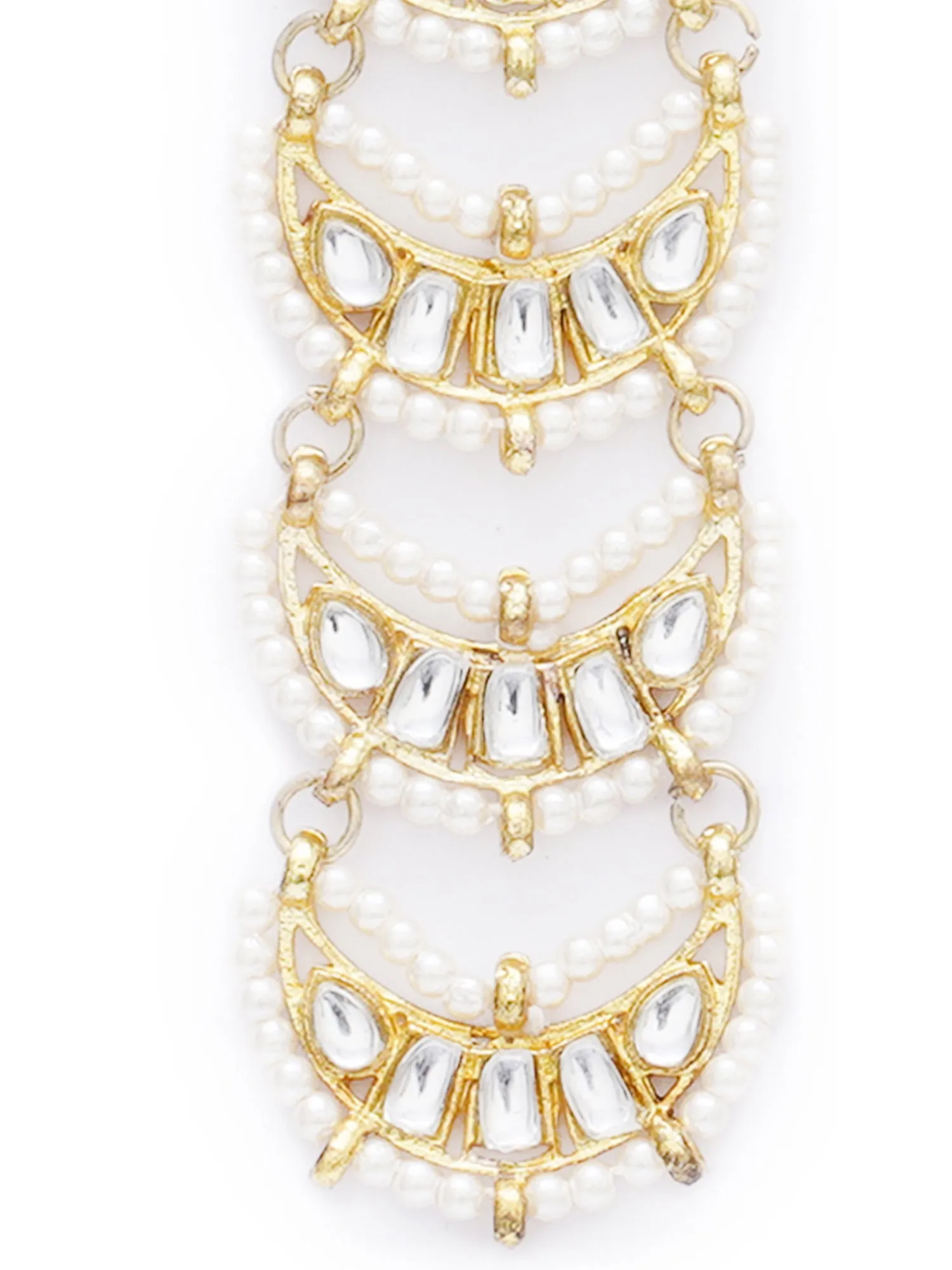 Gold Plated Floral Shape Handcrafted Kundan Drop Earrings